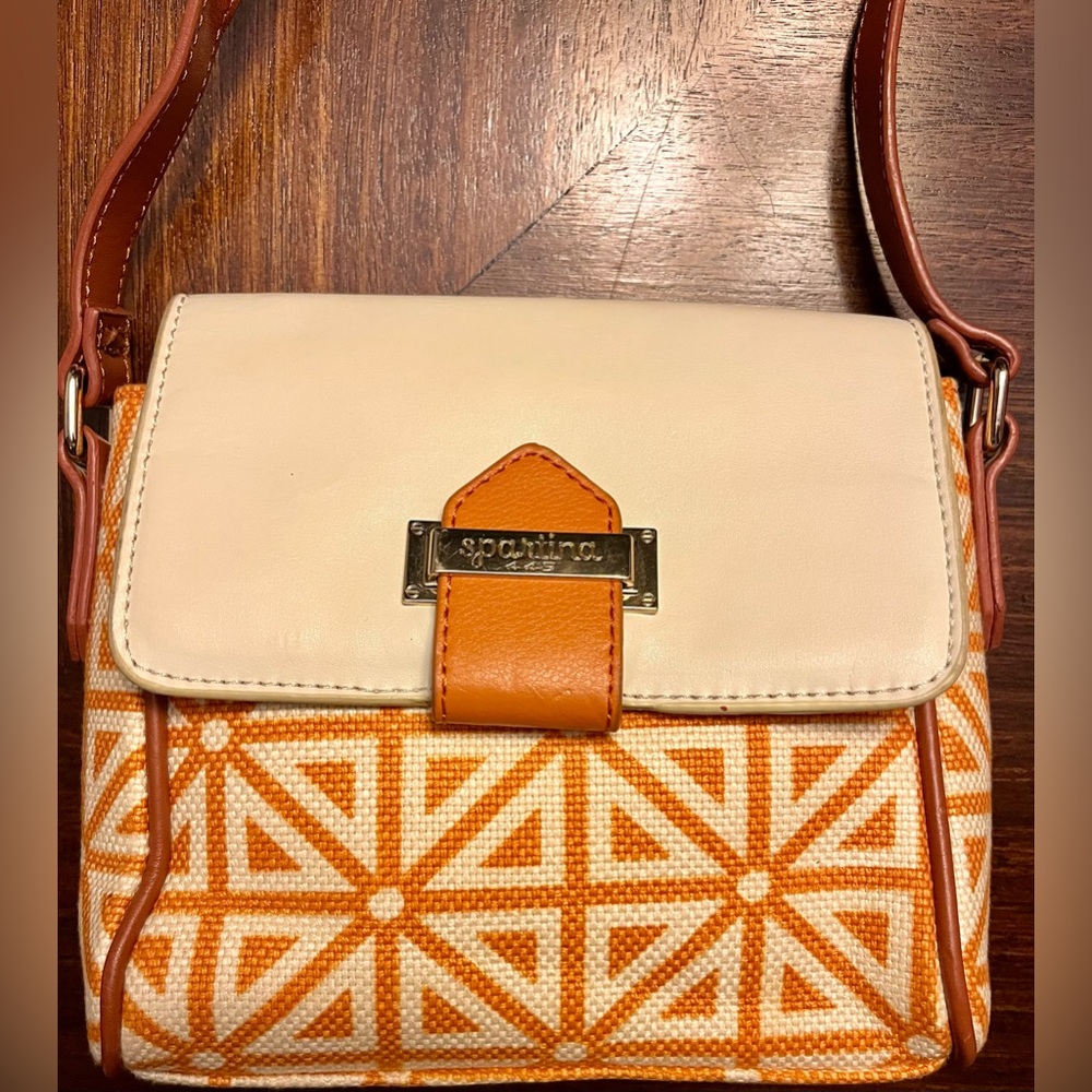 Spartina 449 Geometric Orange and Cream Crossbody Bag